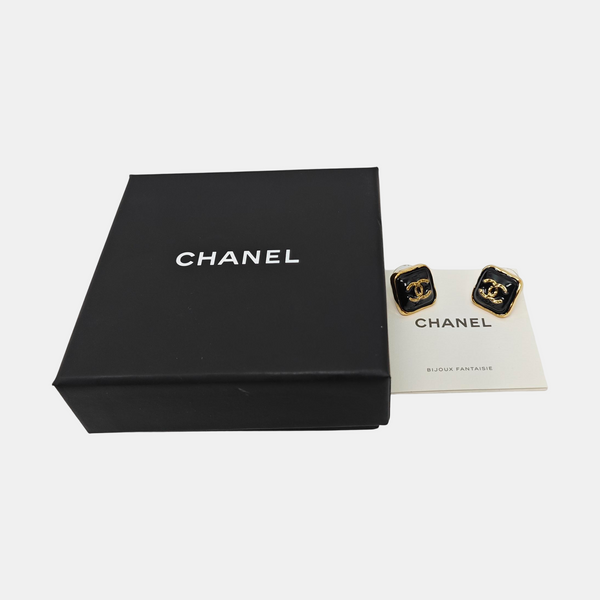 Metal Black Stud Earrings