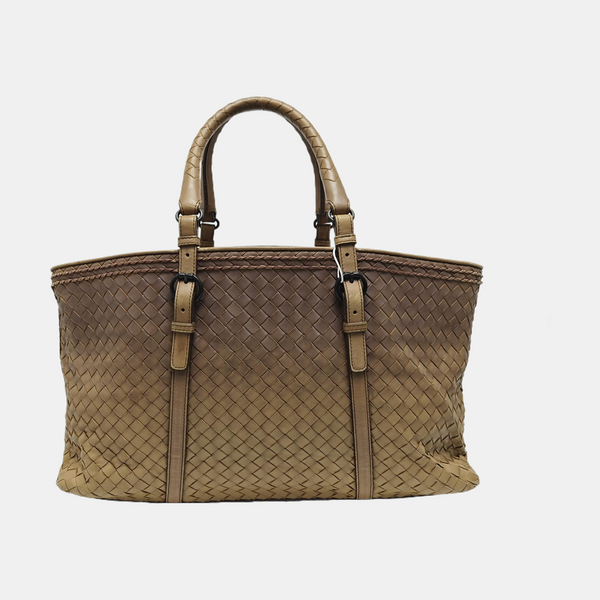 Lambskin Top Handle Bag Brown