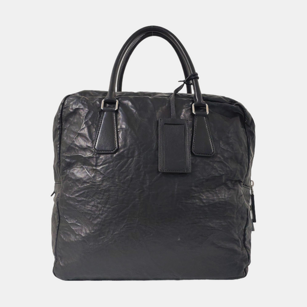 Lambskin Top Handle Bag Black