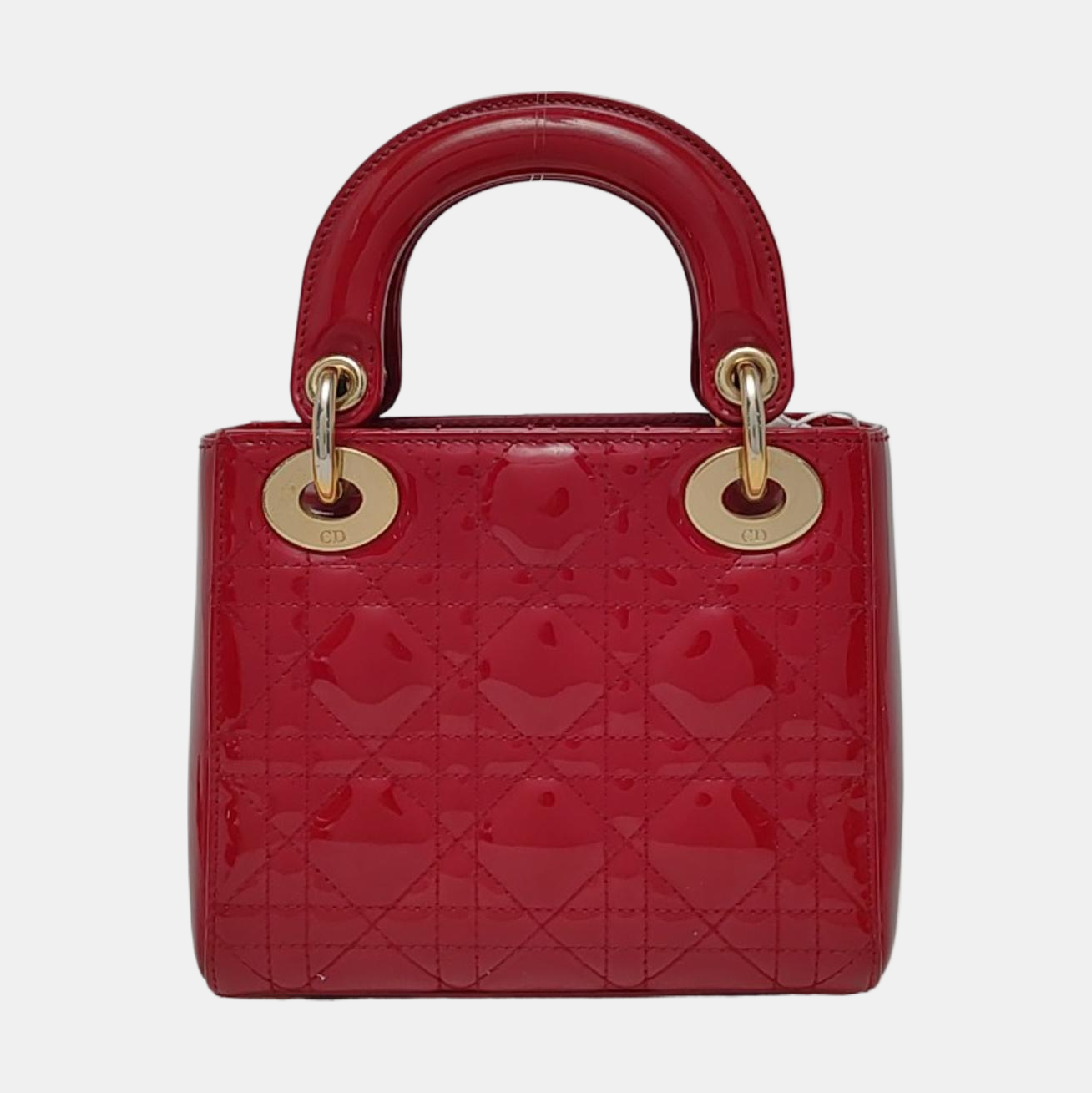 Authenticated pre-owned  Lady Dior Mini Cannage Patent Calfskin Red - Tote Bag at Looply
