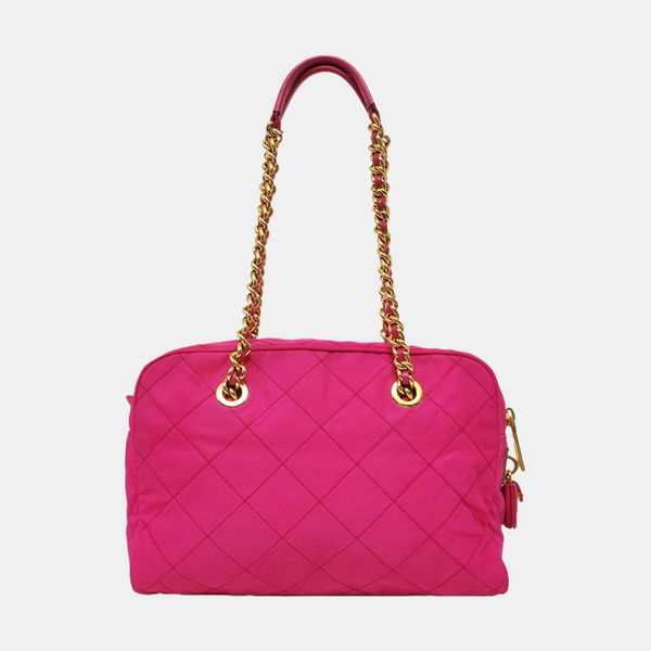 Quilted Nylon Tote Bag Red