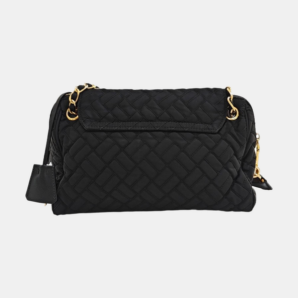 Quilted Nylon Shoulder Bag Black