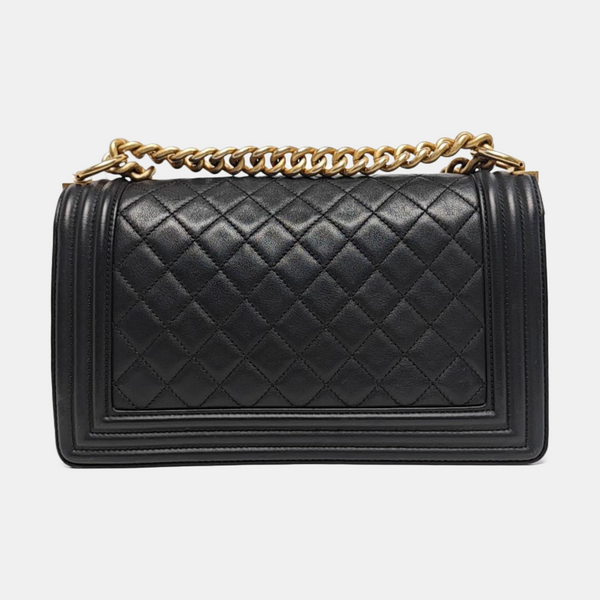 BOY CHANEL Medium Quilted Calfskin Black