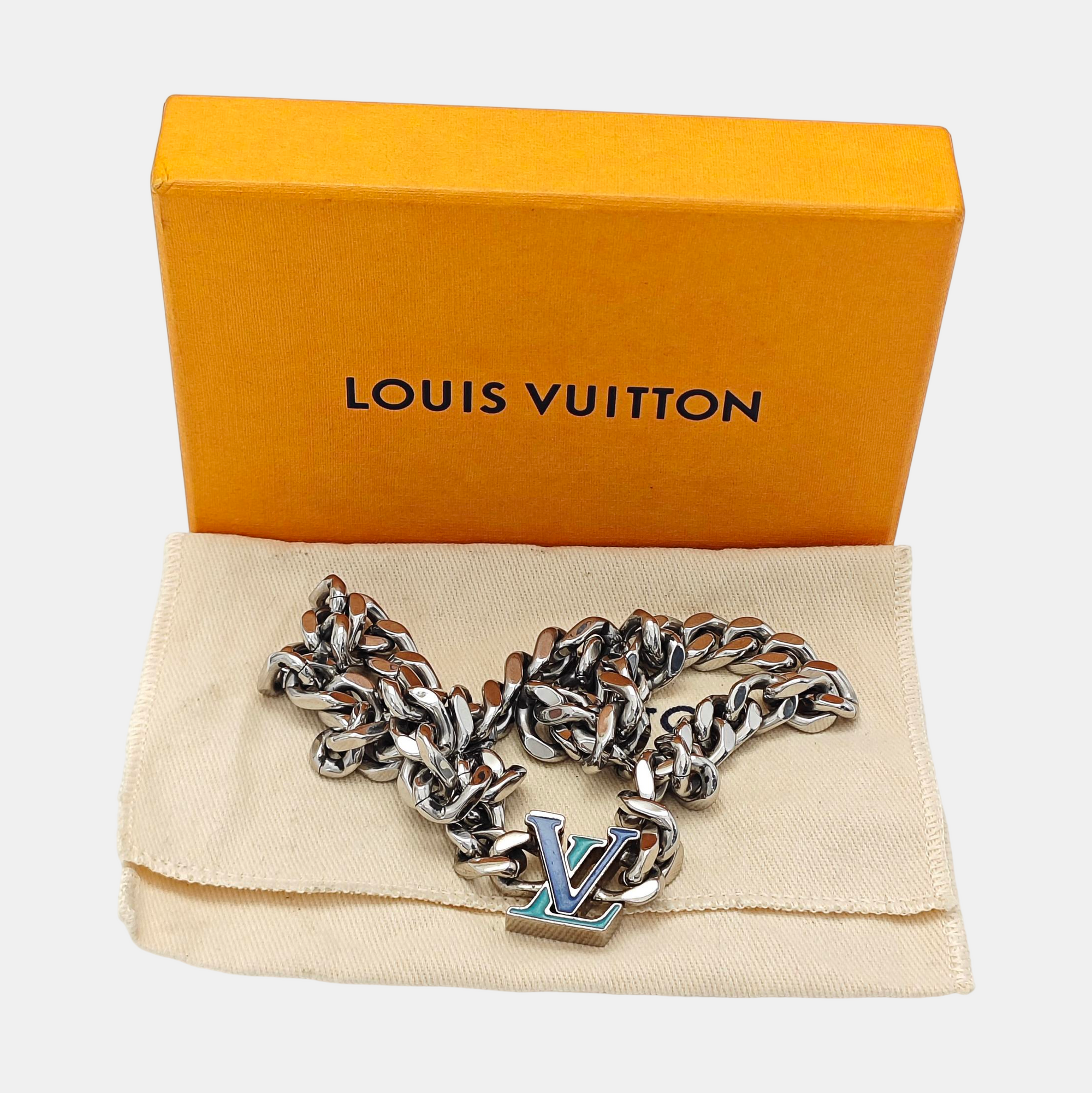 LV WOOD Metal Silver Necklace