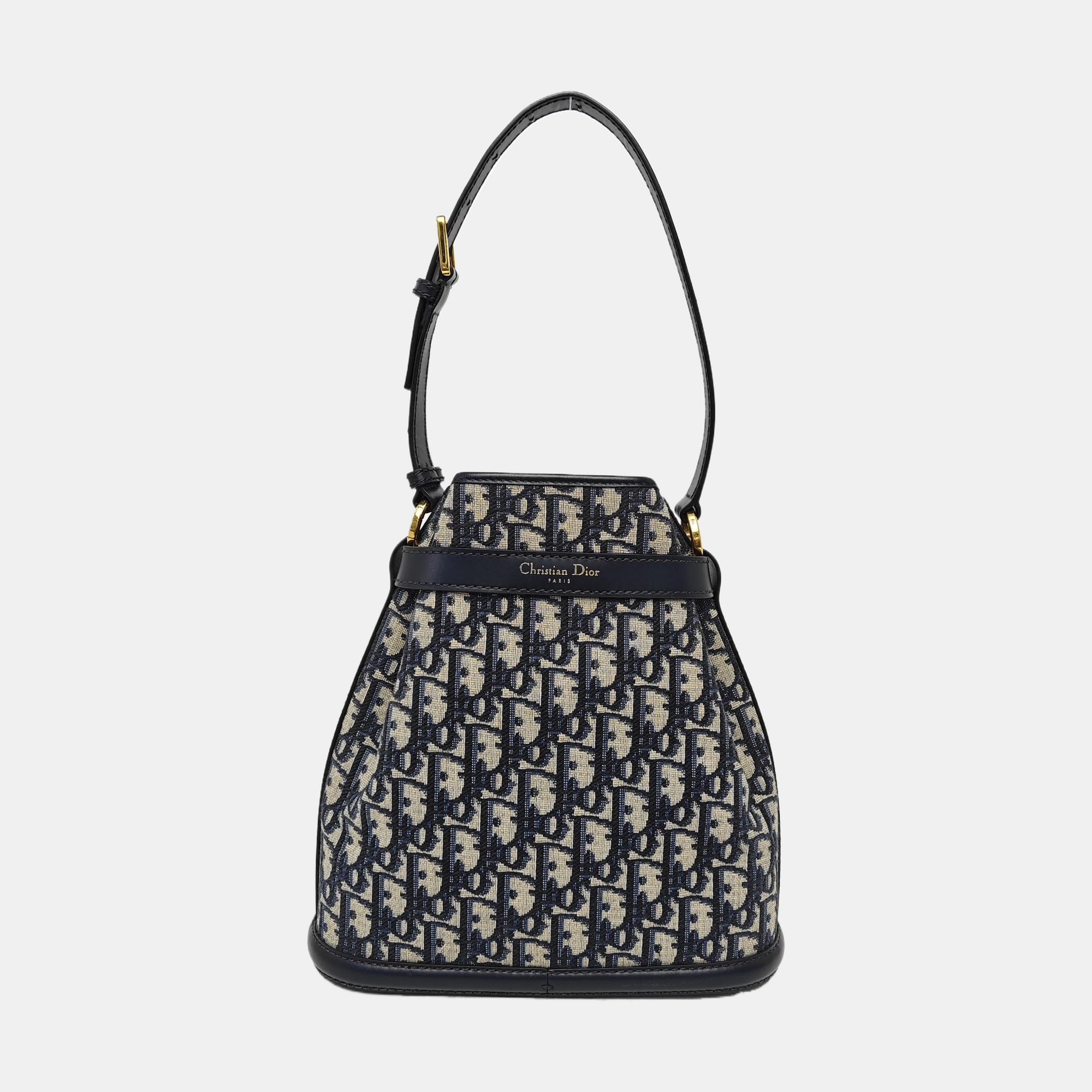 C'est Dior Medium Oblique Canvas Blue