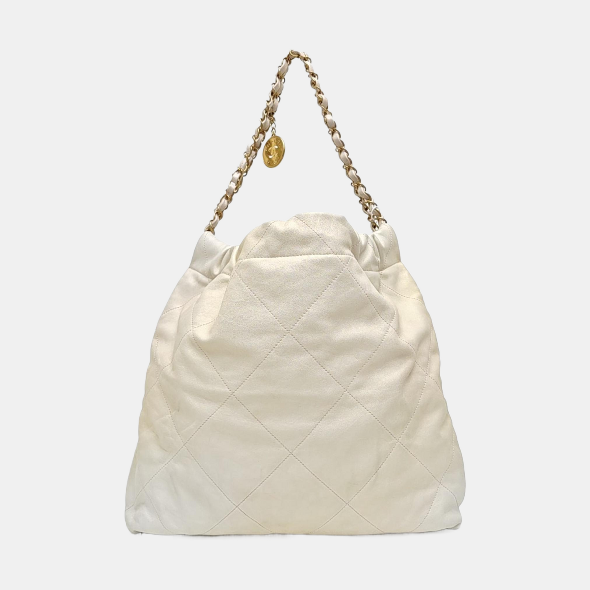 CHANEL 22 Medium Quilted Calfskin White