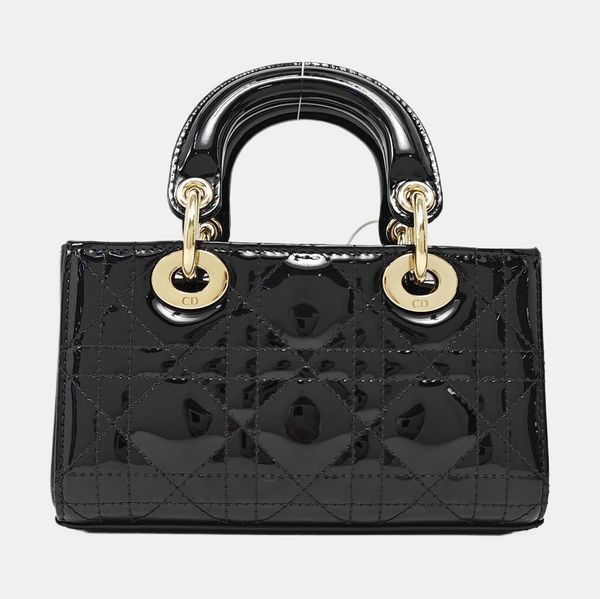 Lady Dior Super Mini Cannage Patent Leather Black