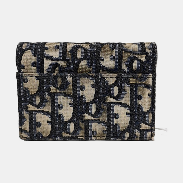 Saddle Mini Oblique Canvas Blue Wallet