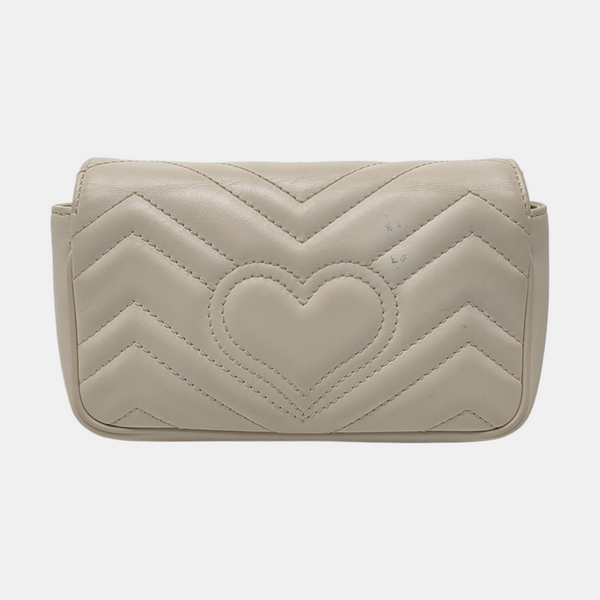 GG Marmont Mini Quilted Calfskin White