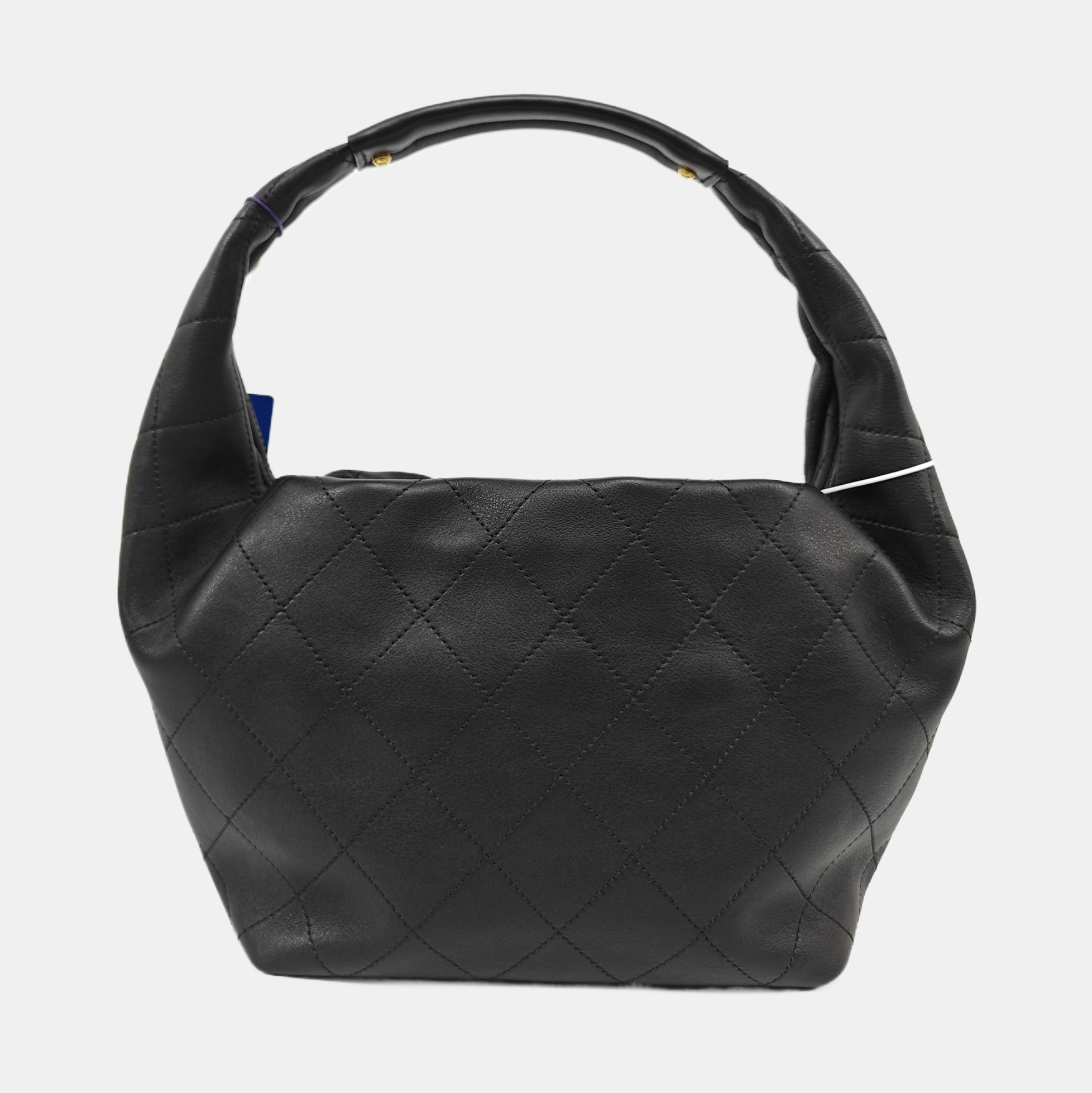 Quilted Calfskin Top Handle Bag Black