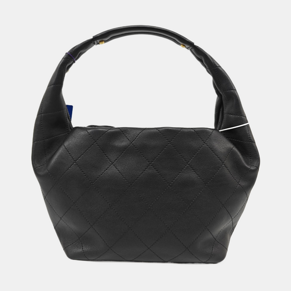 Quilted Calfskin Top Handle Bag Black