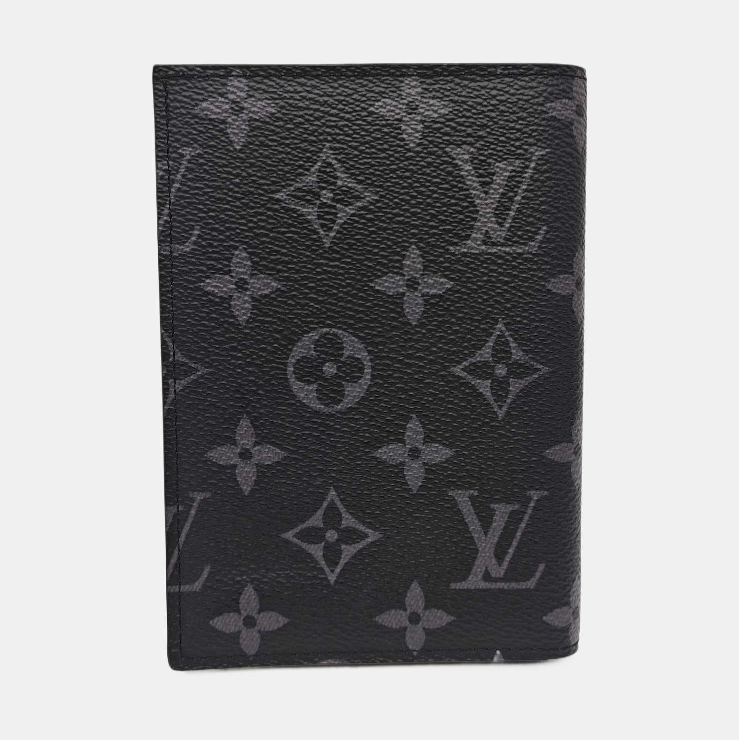 Monogram Coated Canvas Card Holder Gray