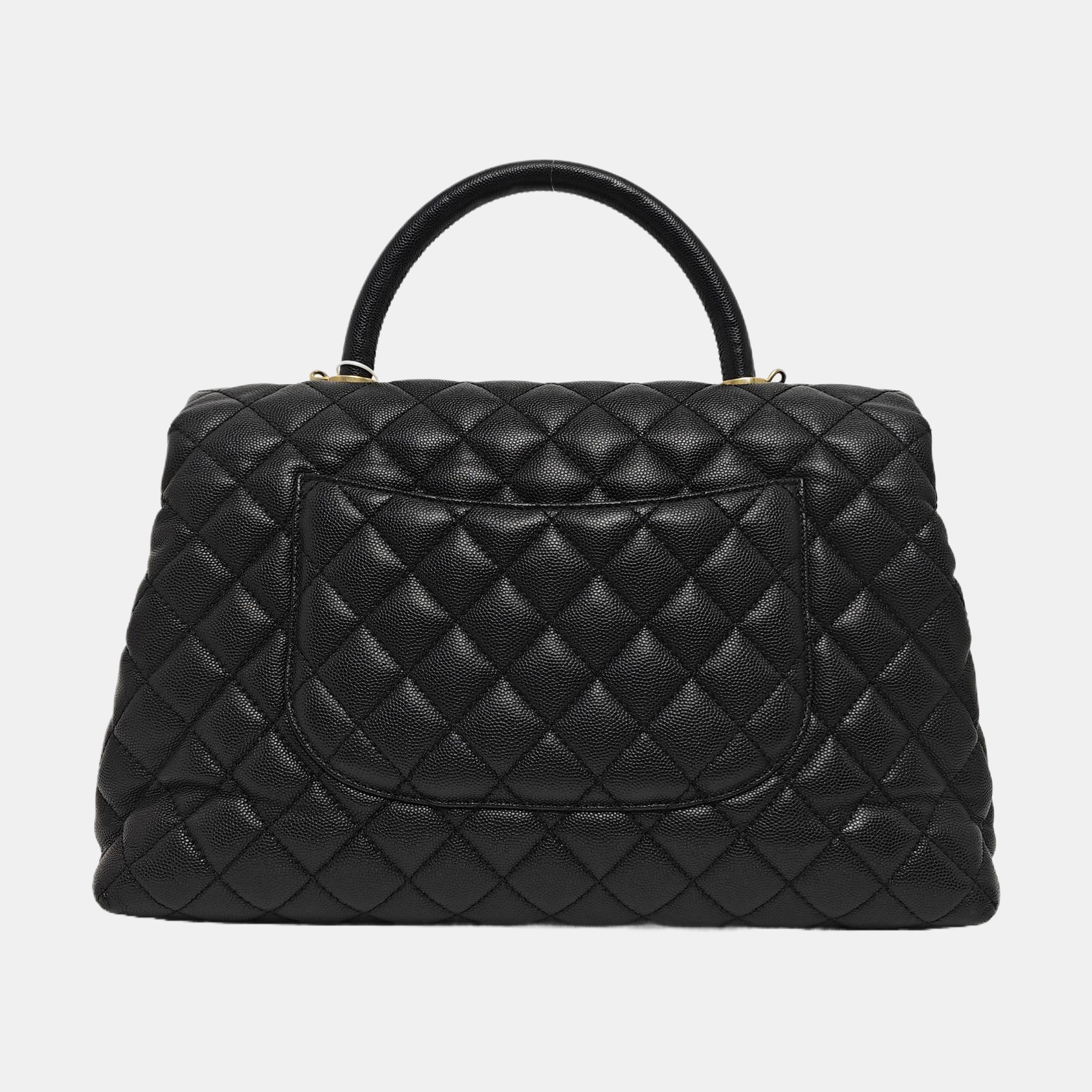 COCO HANDLE Large Quilted Grained Calfskin Black