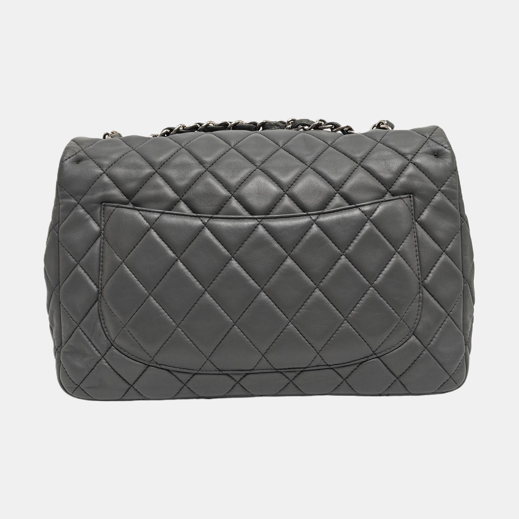Large Quilted Calfskin Gray
