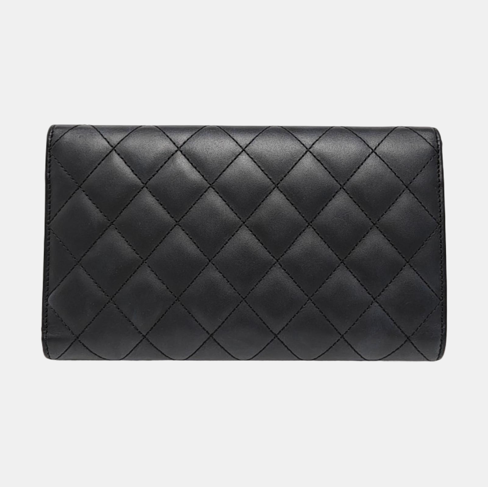 CAMBON Medium Quilted Calfskin Black Wallet