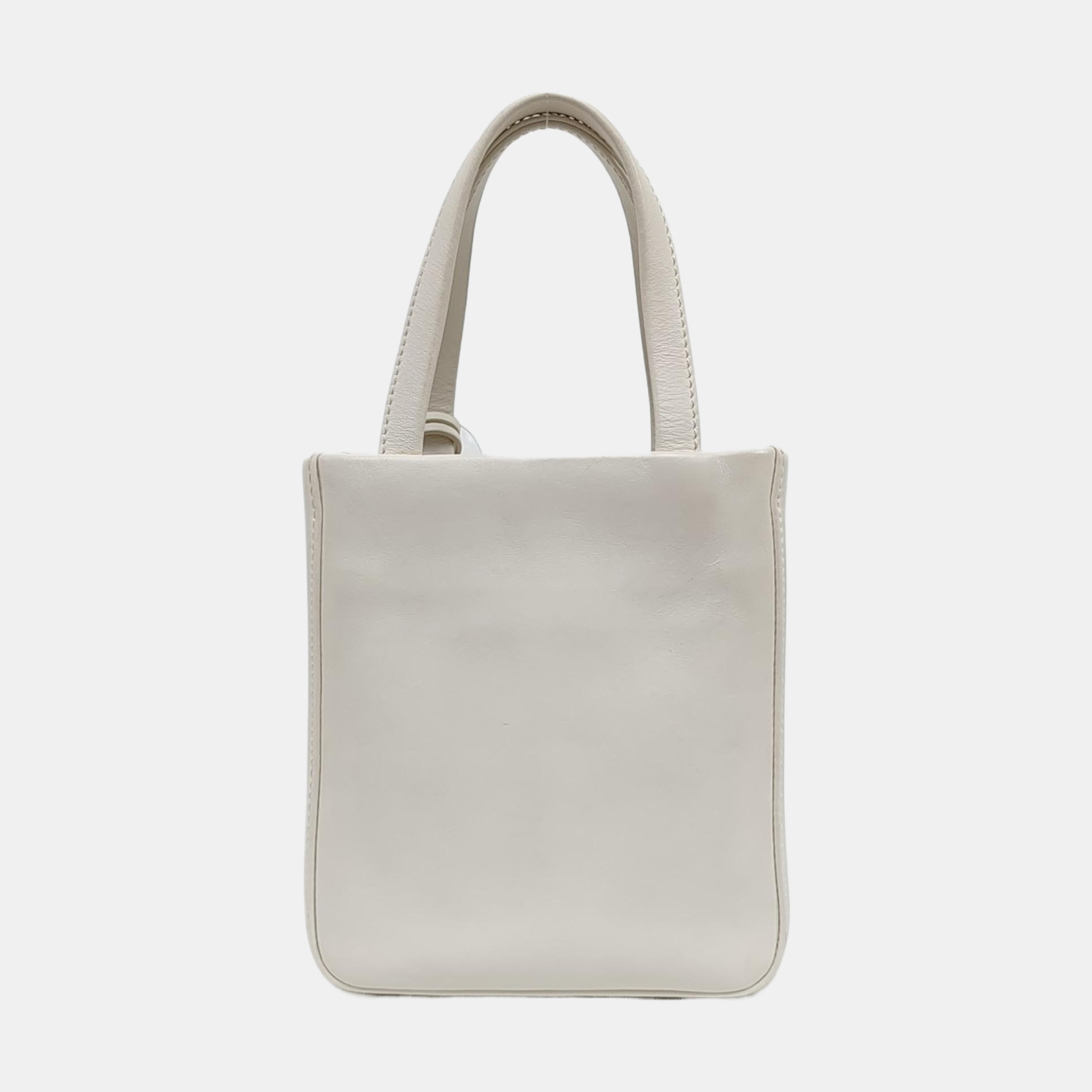 Quilted Calfskin Tote Bag White