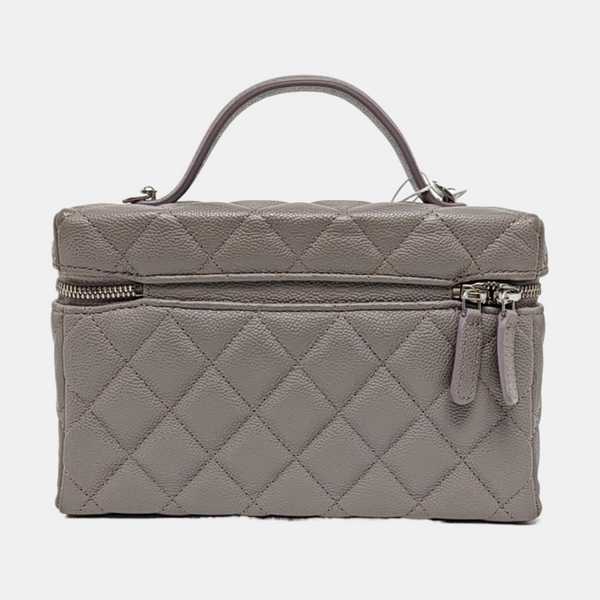 VANITY CASE Quilted Grained Calfskin Gray
