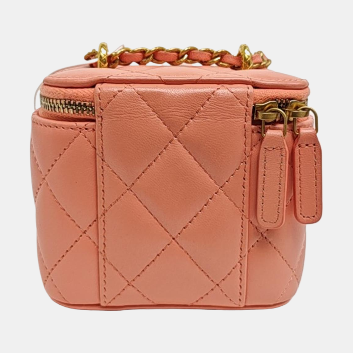 VANITY CASE Mini Quilted Lambskin Pink