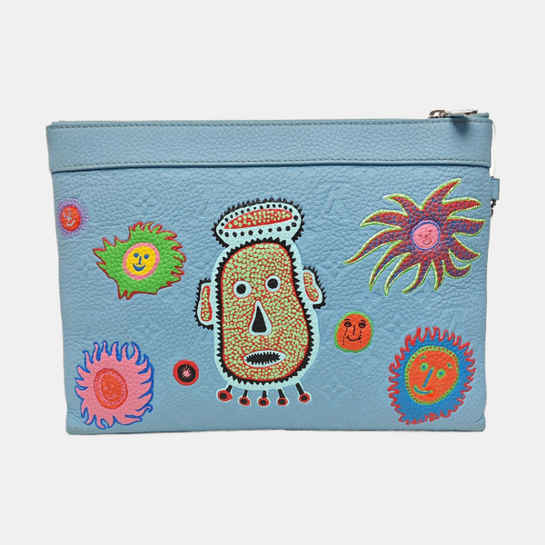 Monogram Calfskin Clutch Blue