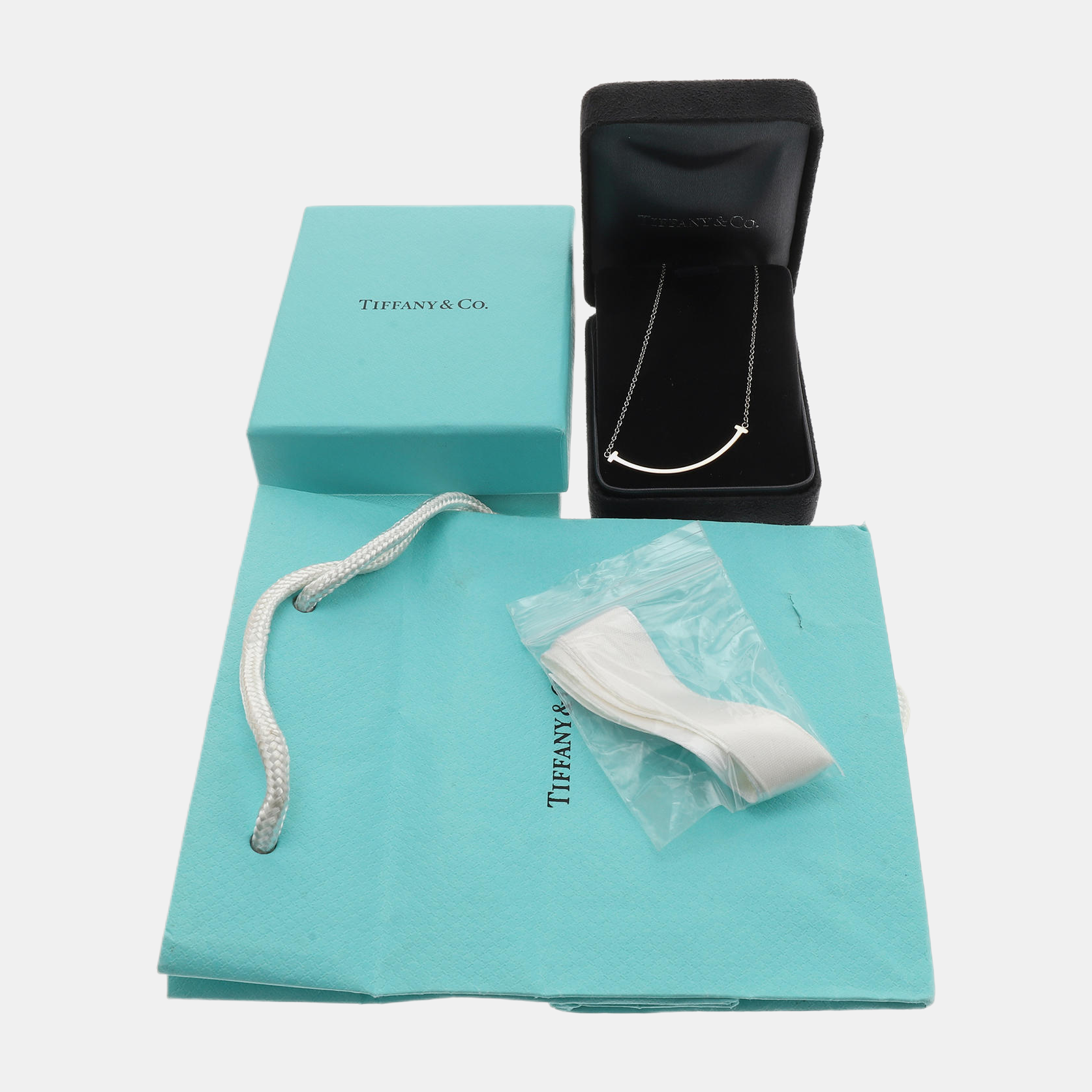 Tiffany T 18k White Gold Silver Necklace