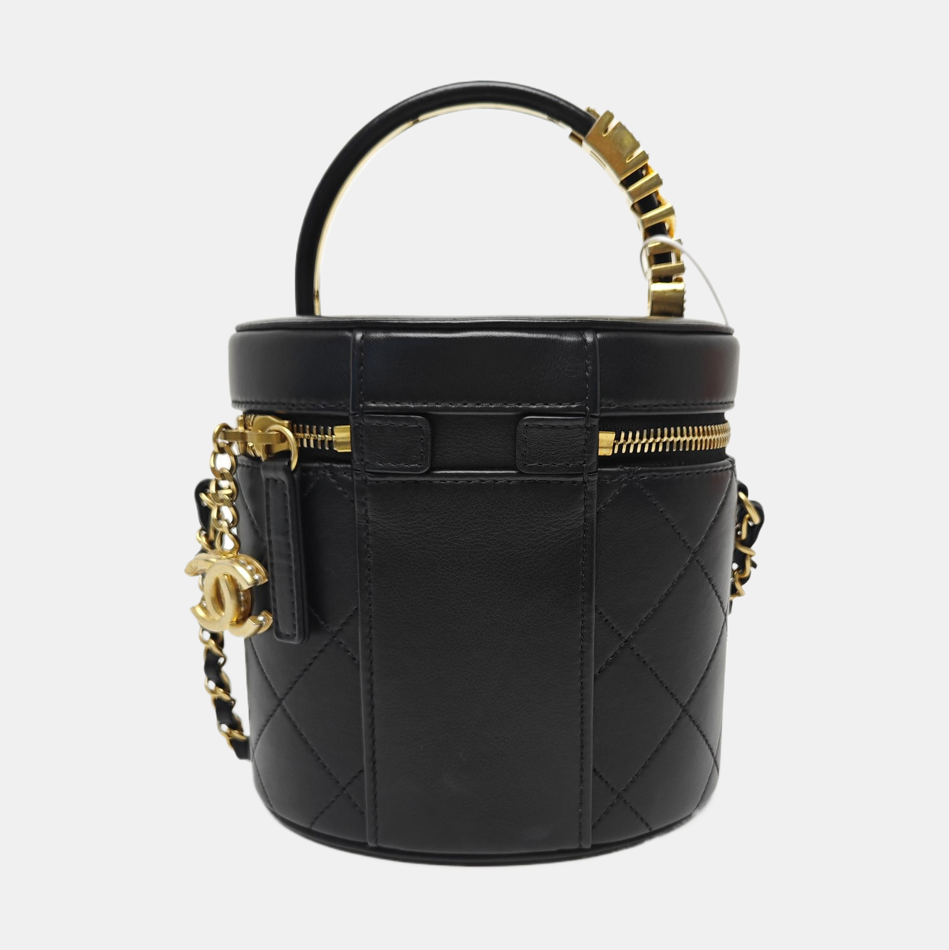 Quilted Calfskin Bucket Bag Black