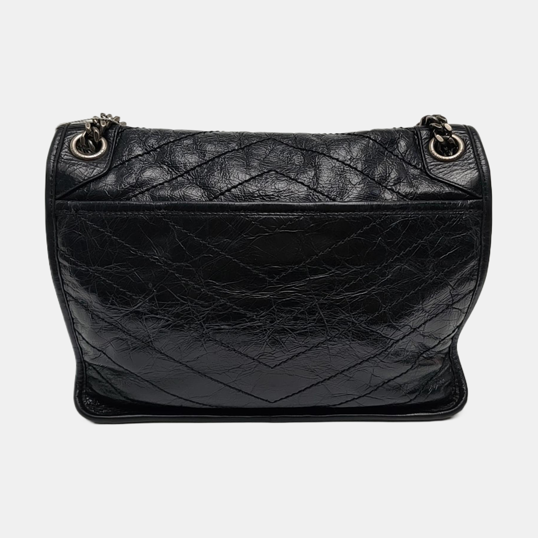 NIKI Medium Chevron Calfskin Black