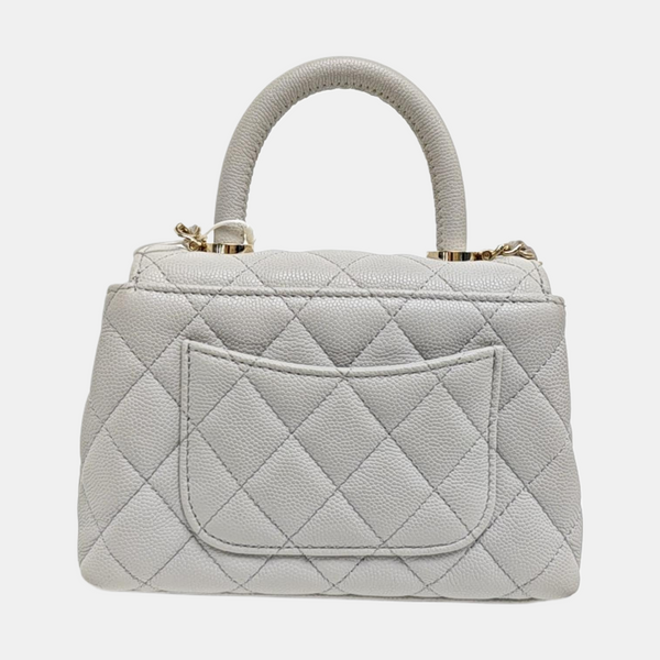 COCO HANDLE Mini Quilted Grained Calfskin Gray