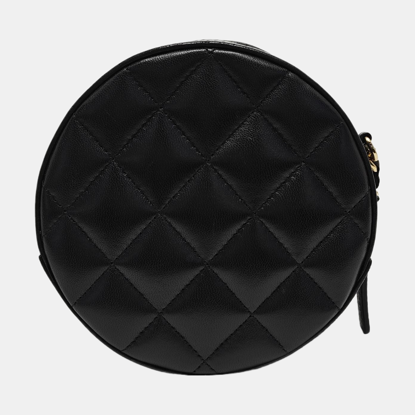 ROUND Quilted Lambskin Black