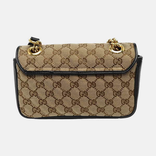 GG Marmont Small Quilted Canvas Brown