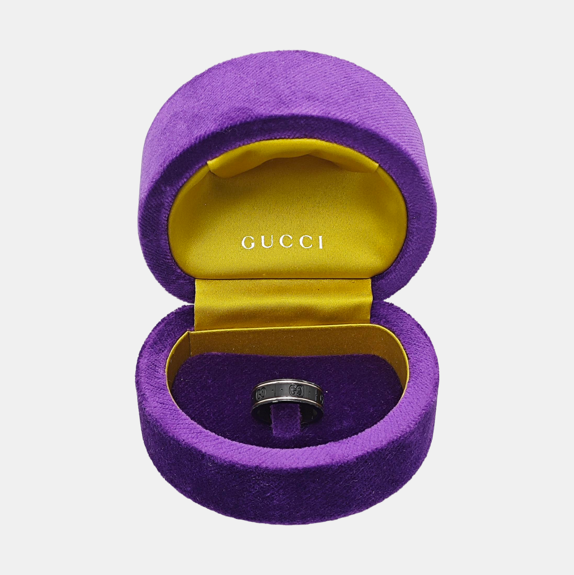 Icon 18k White Gold Black Ring EU 53