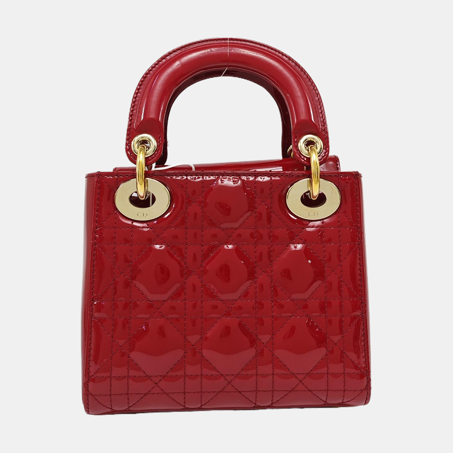 Lady Dior Mini Cannage Patent Leather Red