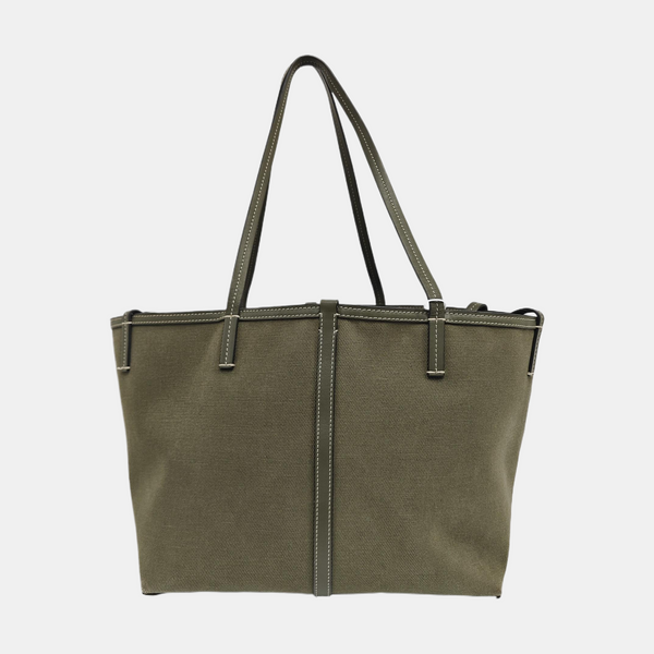 Quilted Canvas Tote Bag Green