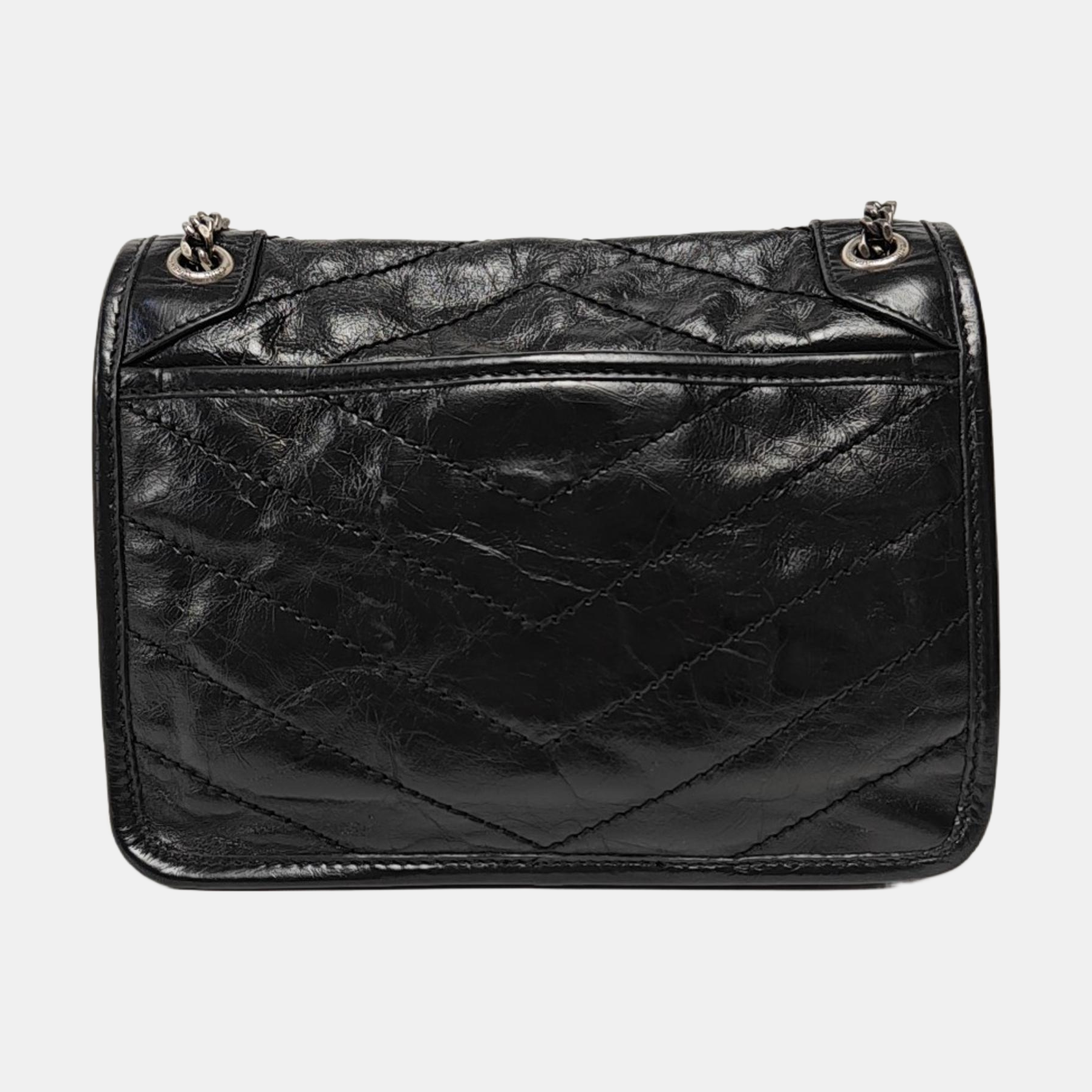 NIKI Small Chevron Calfskin Black