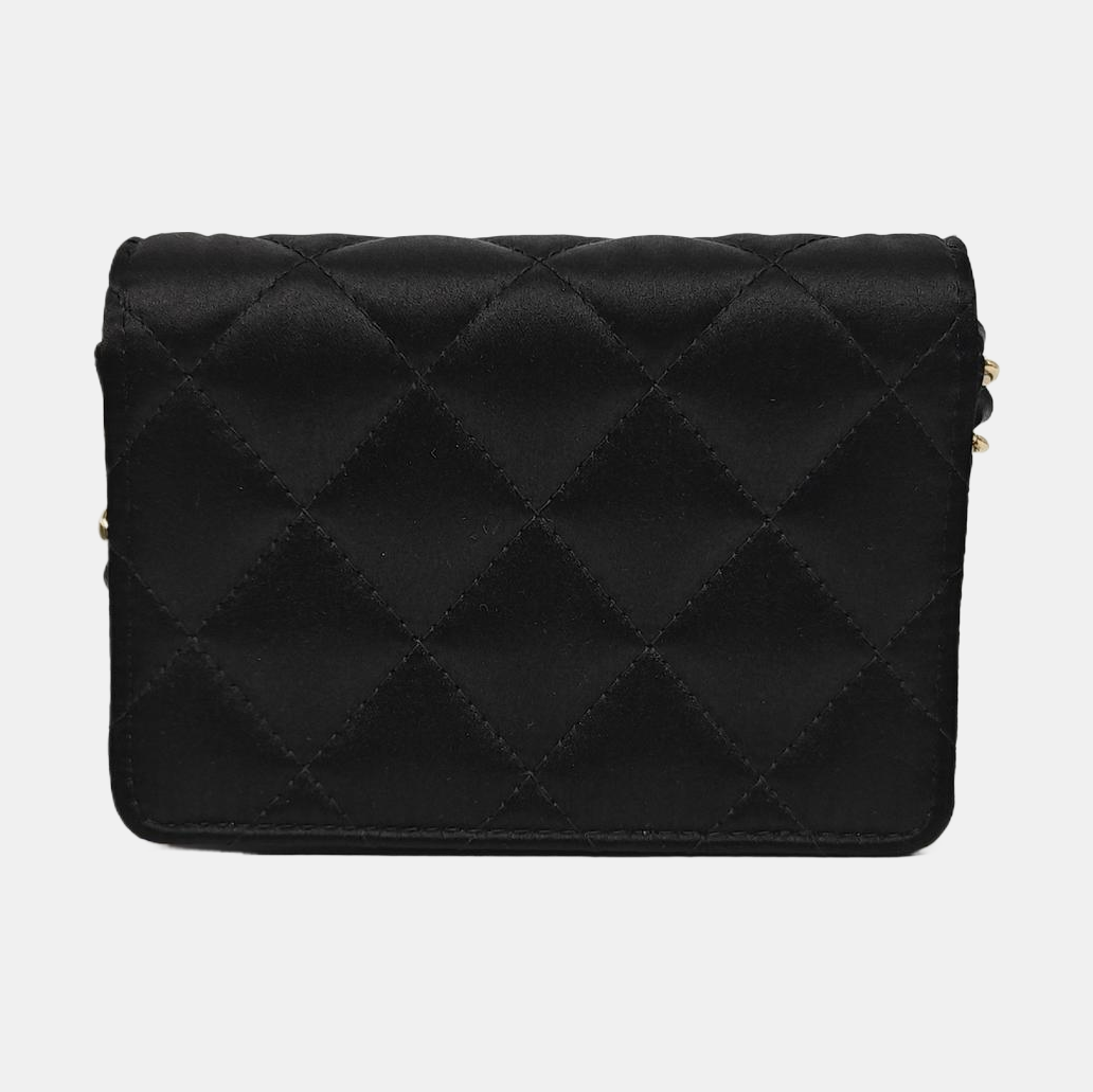 Quilted Fabric Shoulder Bag Black
