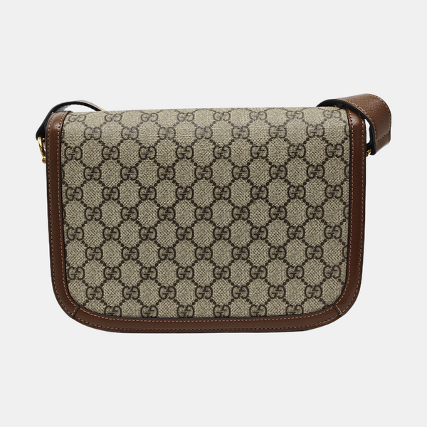 Horsebit 1955 Medium Monogram Coated Canvas Beige