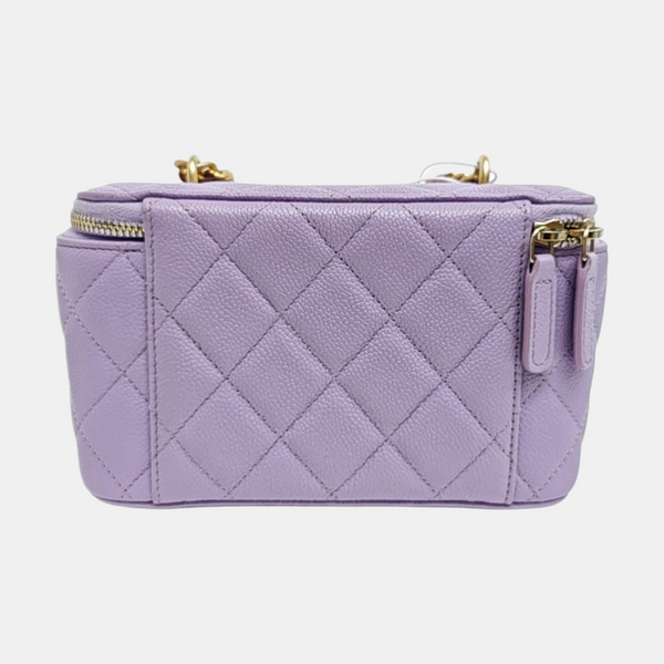 VANITY CASE Small Quilted Grained Calfskin Purple