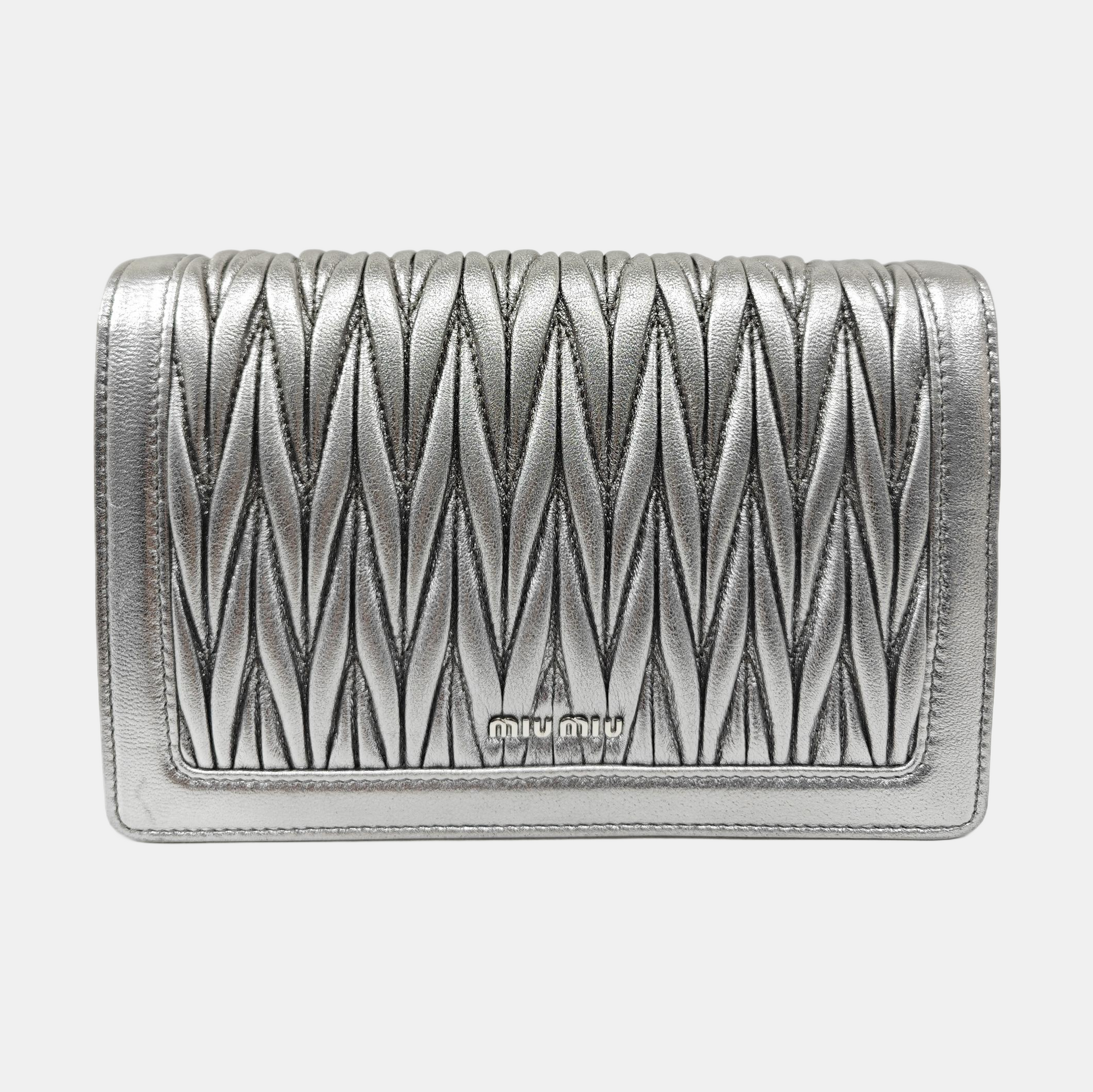 Miu Confidential Quilted Lambskin Silver