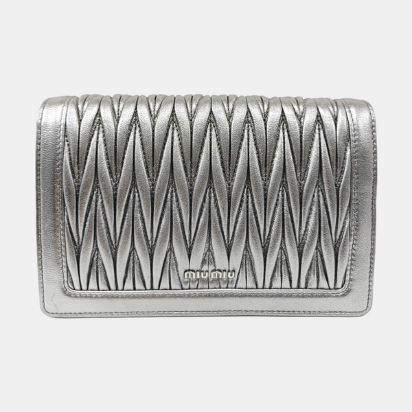 Miu Confidential Quilted Lambskin Silver