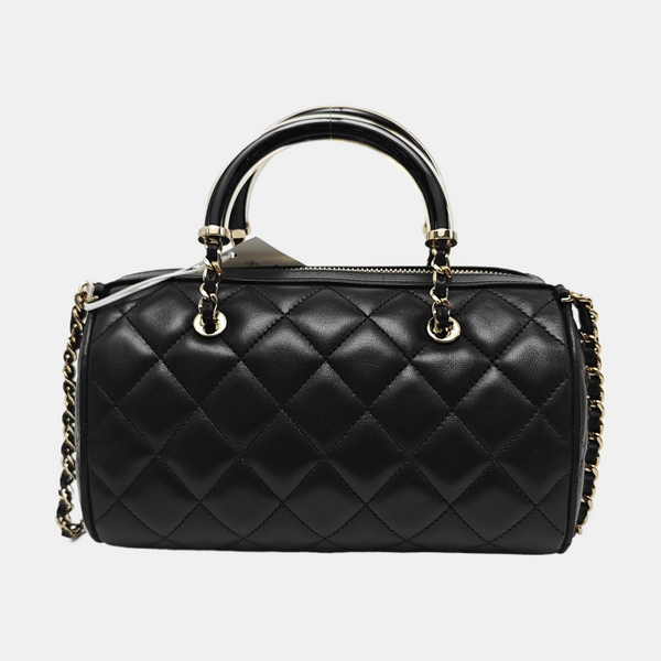 Quilted Lambskin Shoulder Bag Black