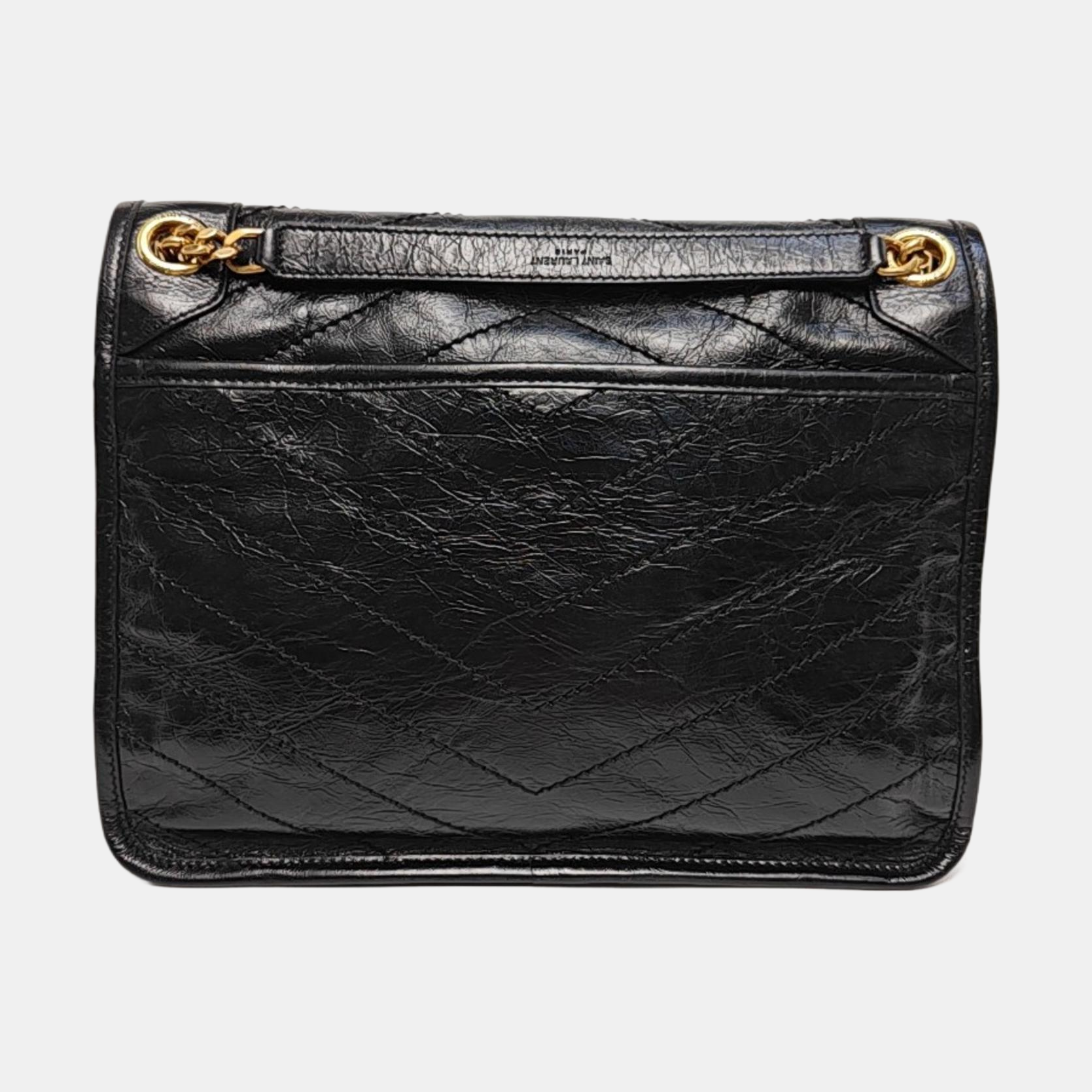 NIKI Medium Chevron Calfskin Black