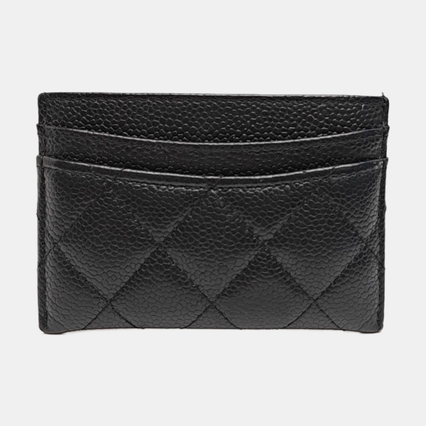 Authenticated pre-owned  CLASSIC FLAP Quilted Grained Calfskin Black Card Holder - Card Holder at Looply