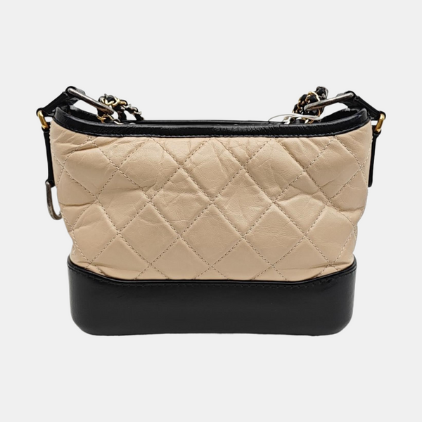 GABRIELLE Small Quilted Calfskin Beige