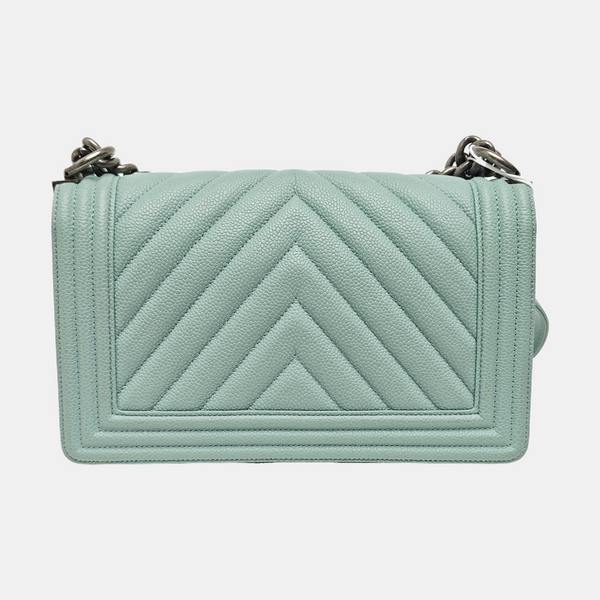 BOY CHANEL Medium Chevron Grained Calfskin Blue