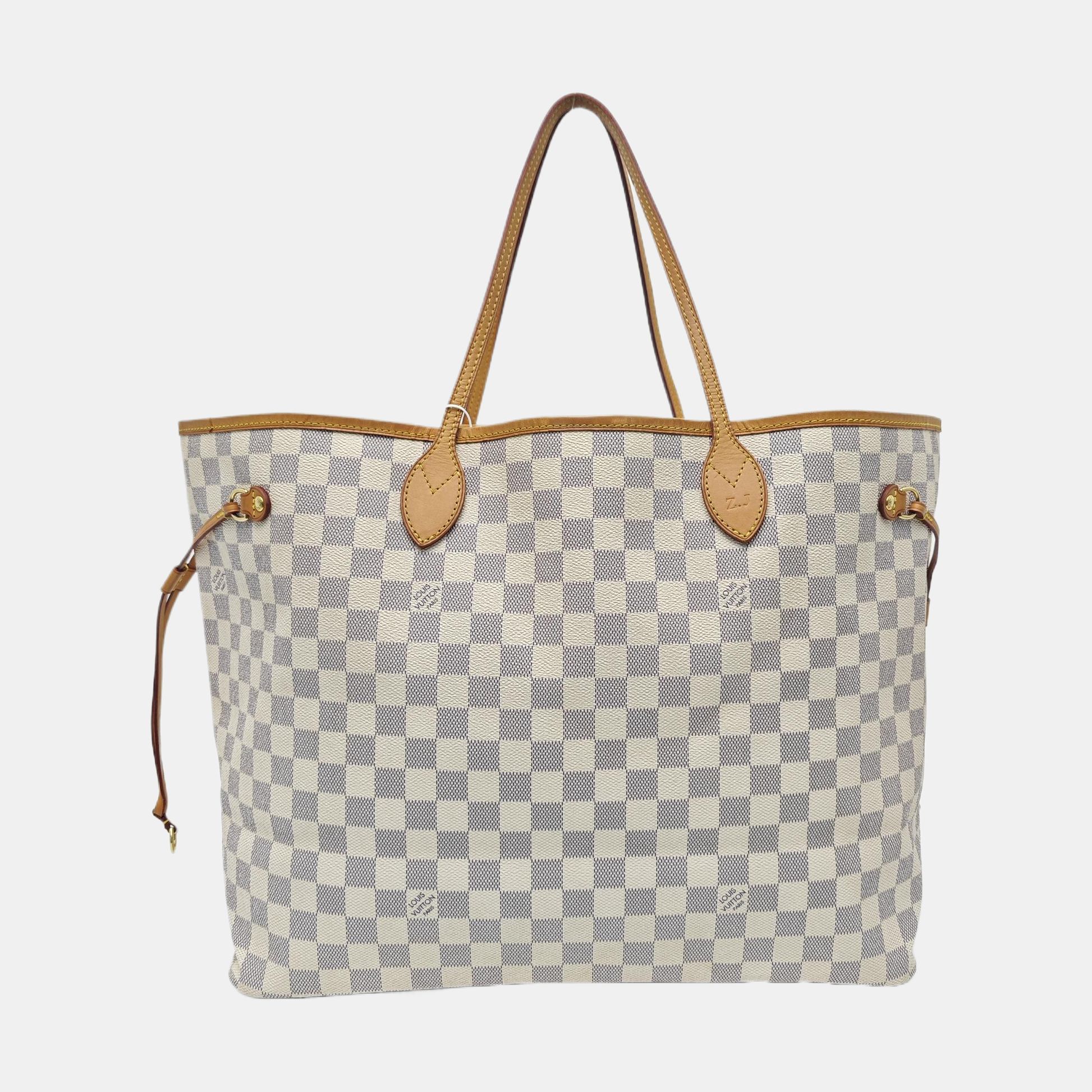 NEVERFULL GM Damier Azur Coated Canvas White