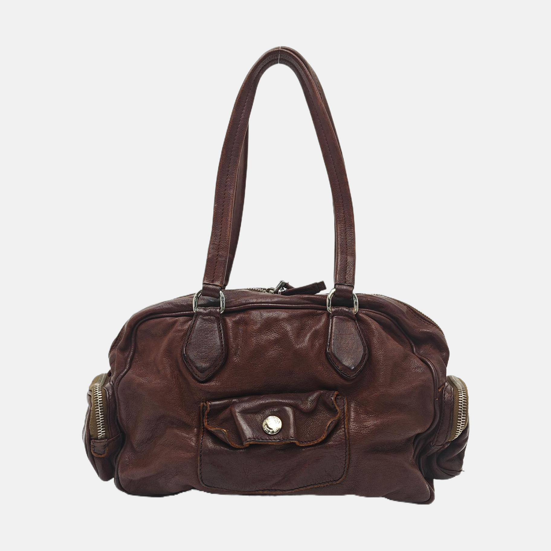 Calfskin Top Handle Bag Brown
