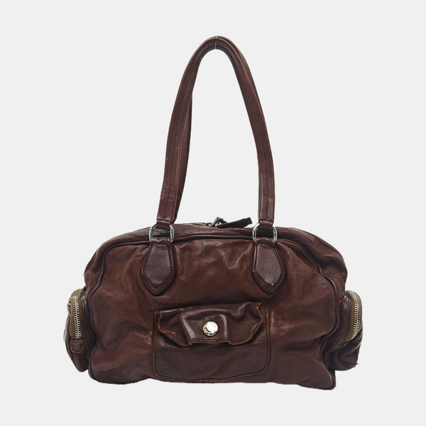 Calfskin Top Handle Bag Brown