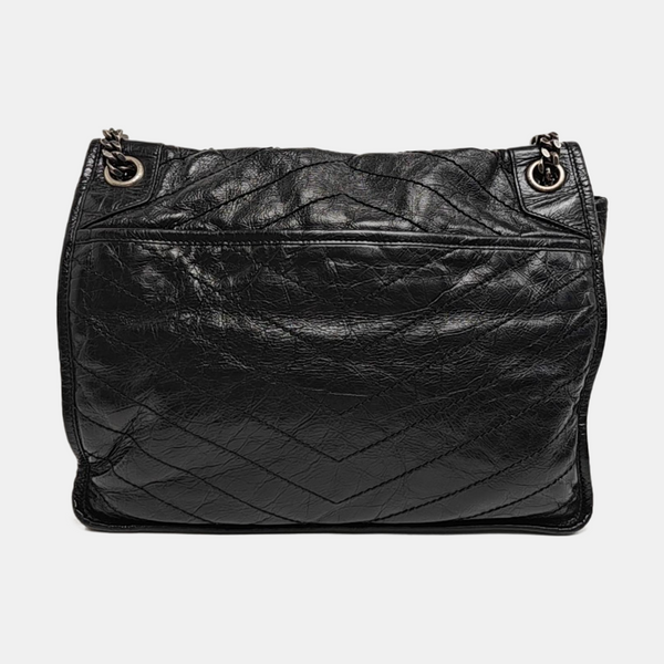 NIKI Large Chevron Calfskin Black