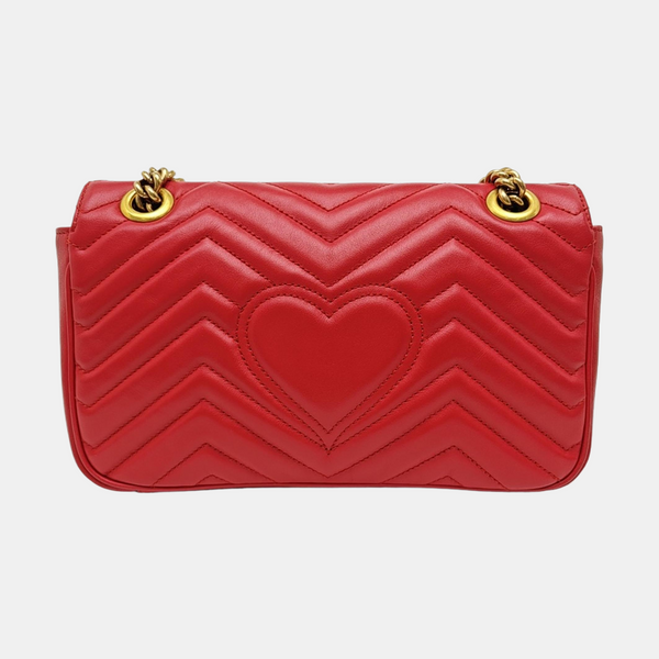 GG Marmont Medium Quilted Calfskin Red