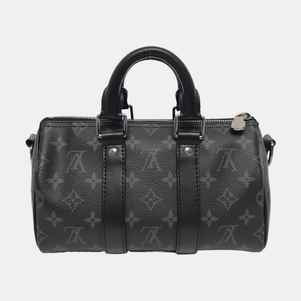 KEEPALL 25 Monogram Coated Canvas Black