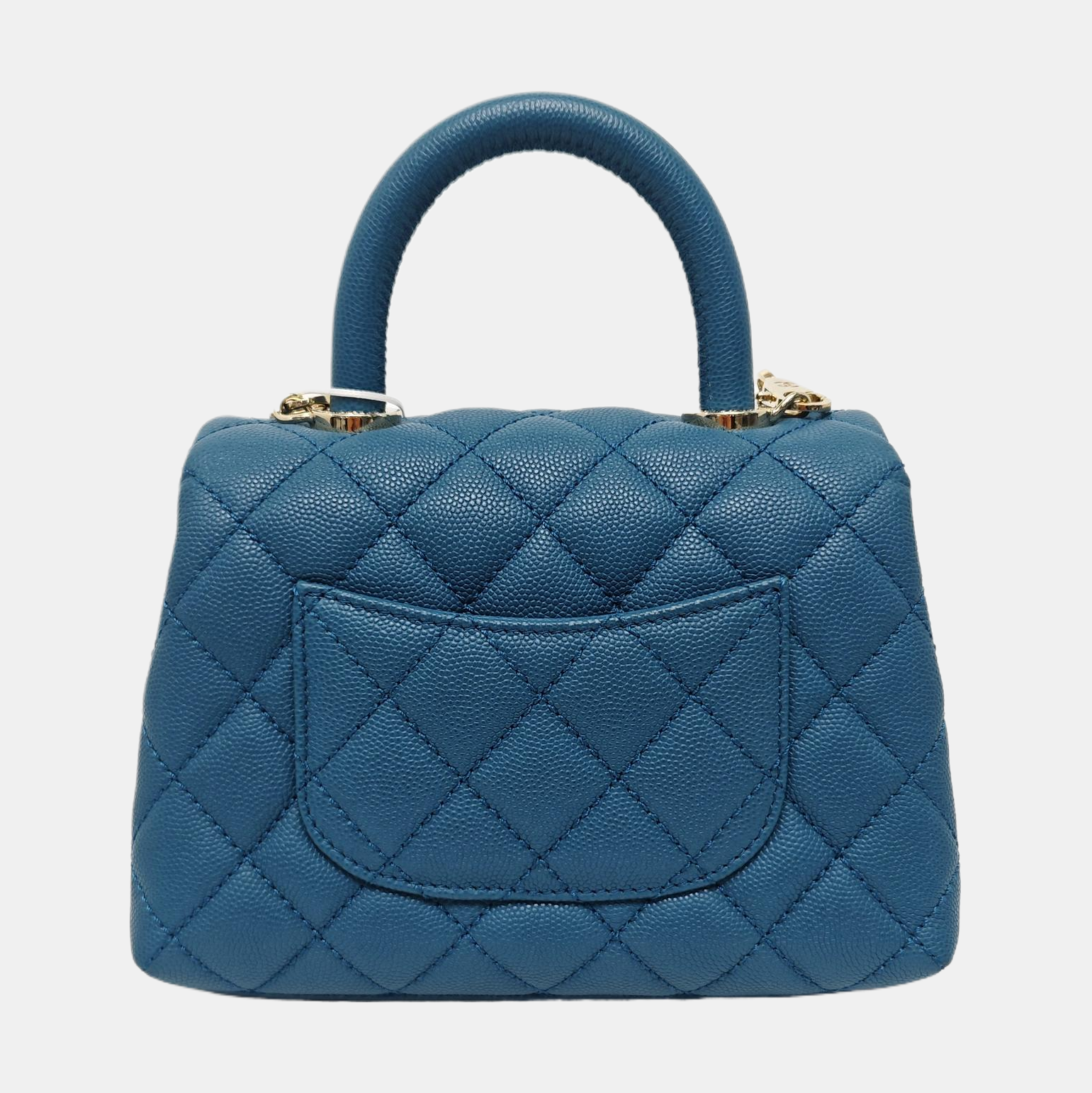 COCO HANDLE Mini Quilted Grained Calfskin Blue